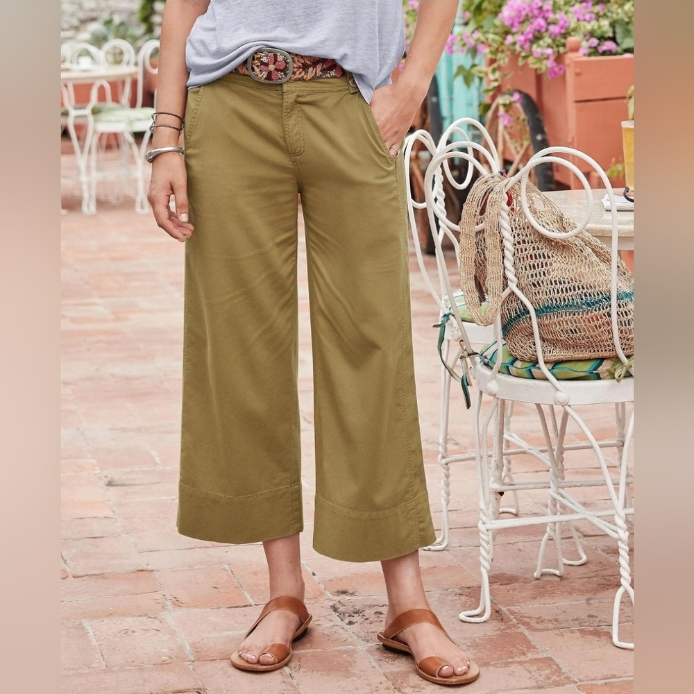 Sundance Olive-Tone Cropped Wide Leg Pants